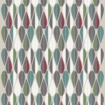 Blader tekstil - vinrød-grøn-grå - Arvidssons Textil