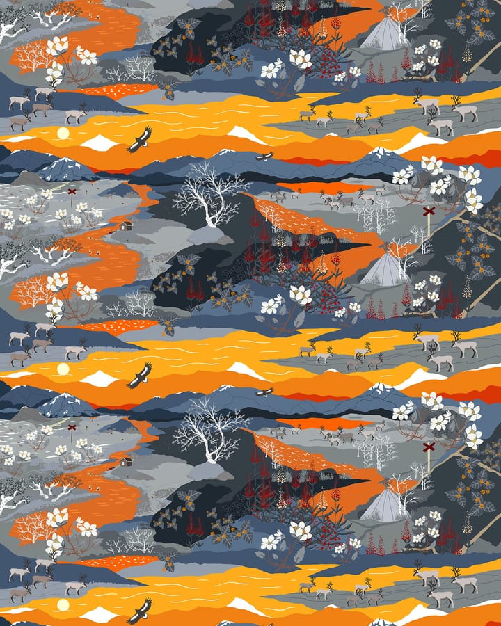 Fjällvandring stof - Orange - Arvidssons Textil