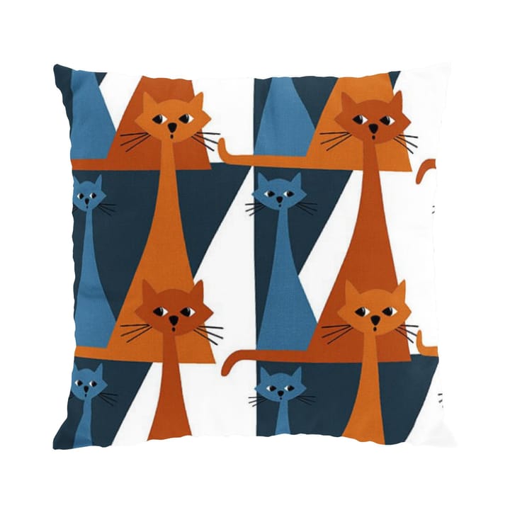 Kitty pudebetræk 47x47 cm - Blå/Orange - Arvidssons Textil