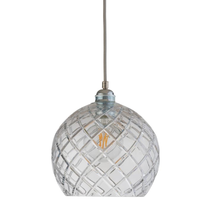 Rowan loftlampe Crystal Ø 22 cm - medium + sølv - favet ledning - EBB & FLOW