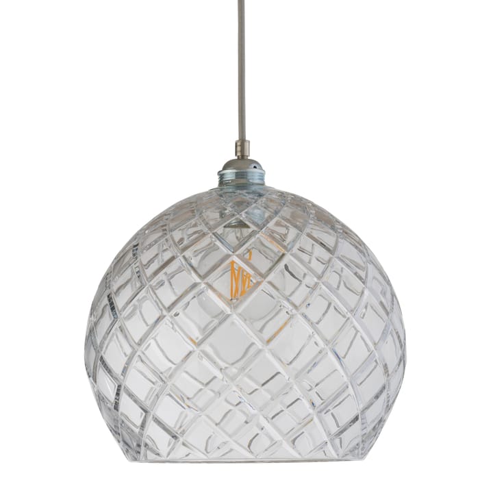 Rowan loftlampe krystal Ø 28 cm - medium + sølv - favet ledning - EBB & FLOW