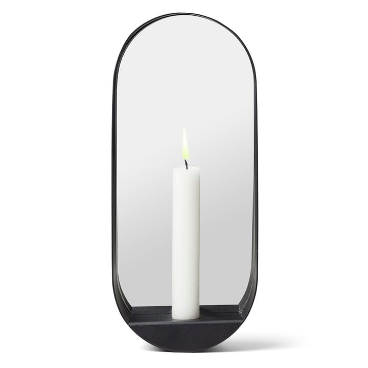 Glim spejl/lysestage oval 12x28 cm - Sort - Gejst