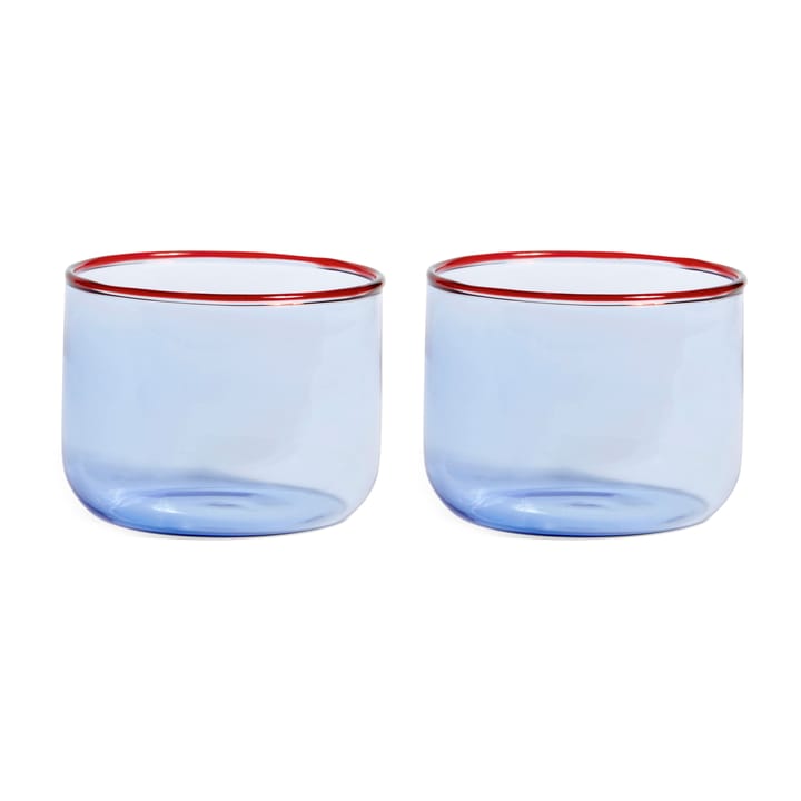 Tint glas 20 cl 2-pak - Lyseblå/Rød kant - HAY