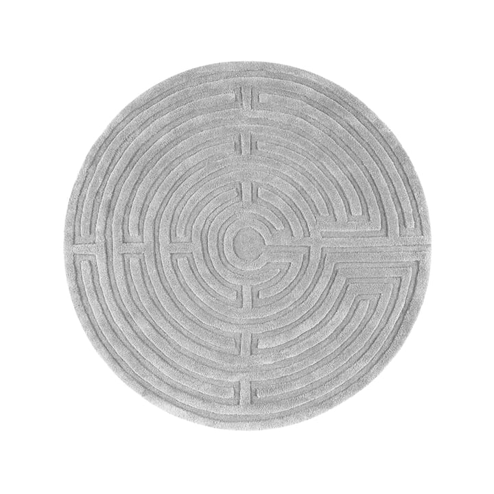Minilabyrint tæppe rundt - Sølvgrå (grå), 130 cm - Kateha