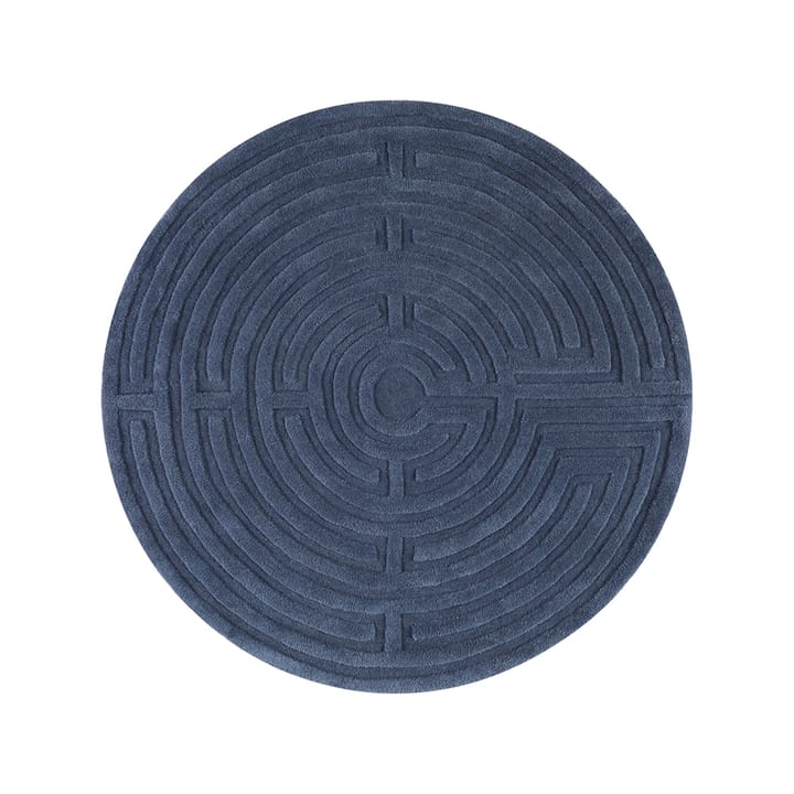 Minilabyrint tæppe rundt - stormy blue, 130 cm - Kateha