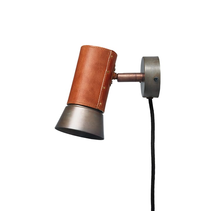 Kusk væglampe - jernoxid/brunt læder - Konsthantverk