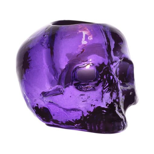 Skull lysestage 8,5 cm - lilla - Kosta Boda