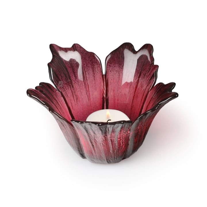 Fleur fyrfadsstage Ø14 cm - Rødrosa - Målerås Glasbruk