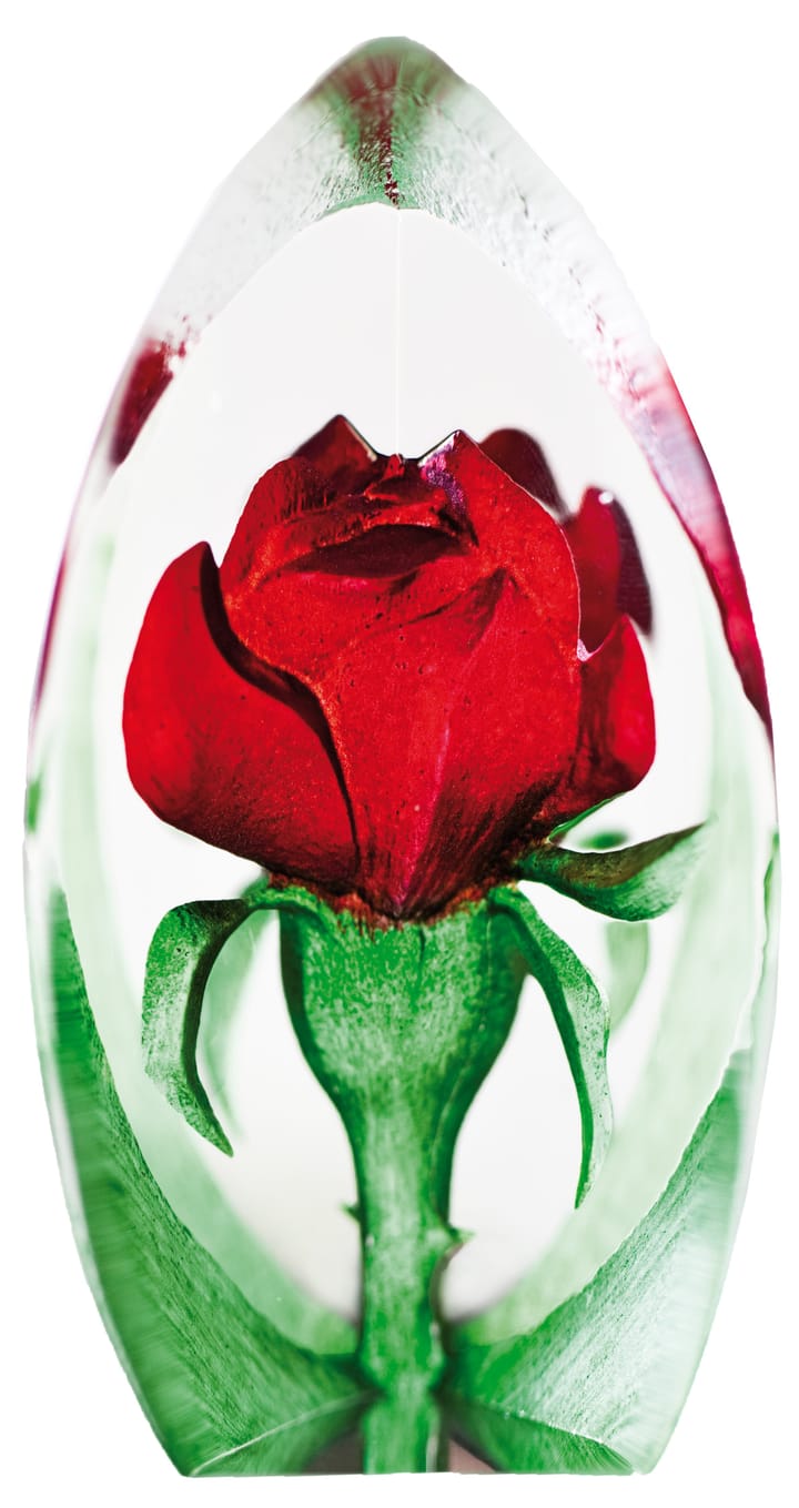 Ros glaskunst - rød - Målerås Glasbruk