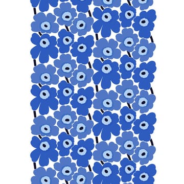 Pieni Unikko stof bomuld - hvid-blå - Marimekko