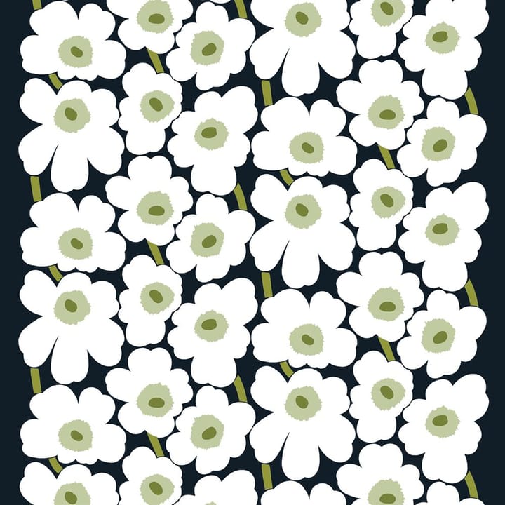Pieni Unikko stof bomuld - sort-hvid-grøn - Marimekko