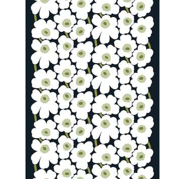 Pieni Unikko stof bomuld - sort-hvid-grøn - Marimekko
