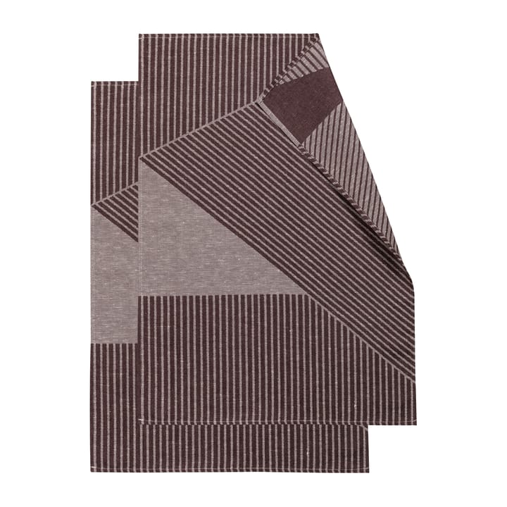 Stripes viskestykke 47x70 cm 2-pak - Brun/Hvid - NJRD