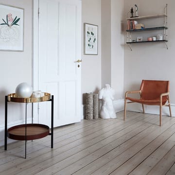 Deck bakkebord - teak, sort understel, hvid marmorhylde - OX Denmarq