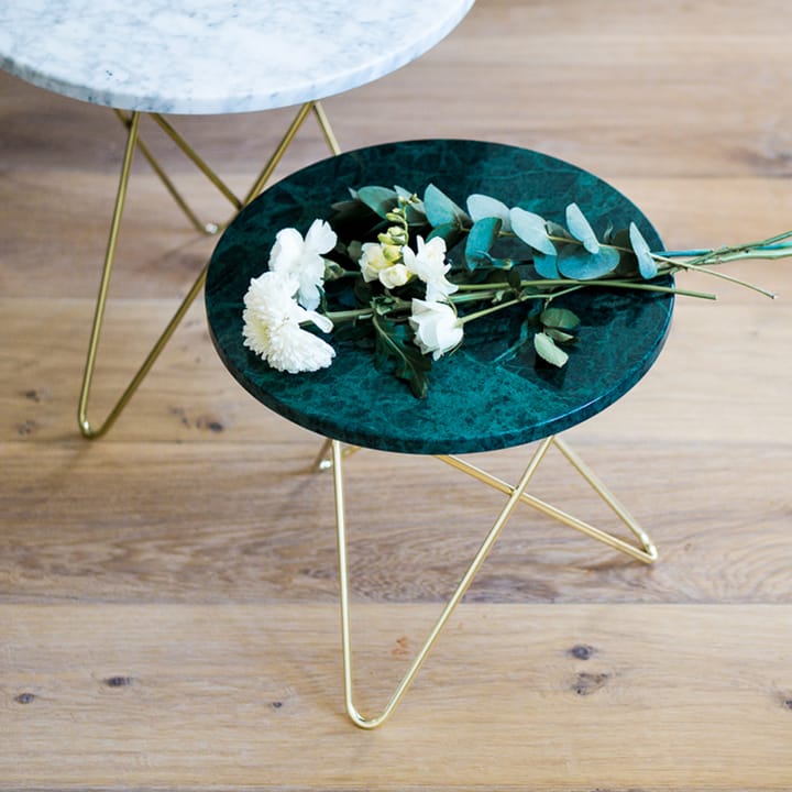 Tall Mini O Table sofabord - Marmor grøn, rustfrit stål - OX Denmarq