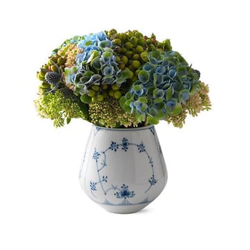 Musselmalet Riflet blå vase - 15 cm - Royal Copenhagen