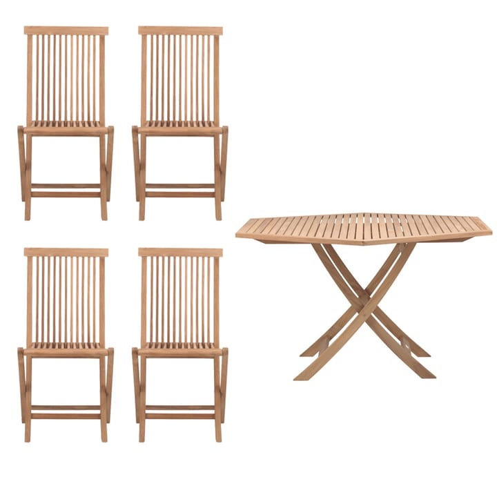 Viken Udendørssæt - 1 bord og 4 stole - teak - undefined - Skargaarden